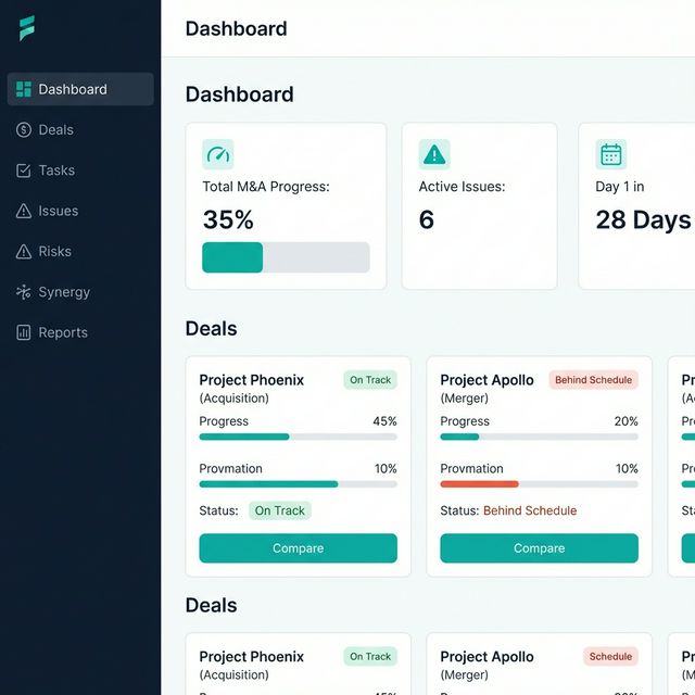 MergerSync Dashboard — Unified command center for post-merger integration